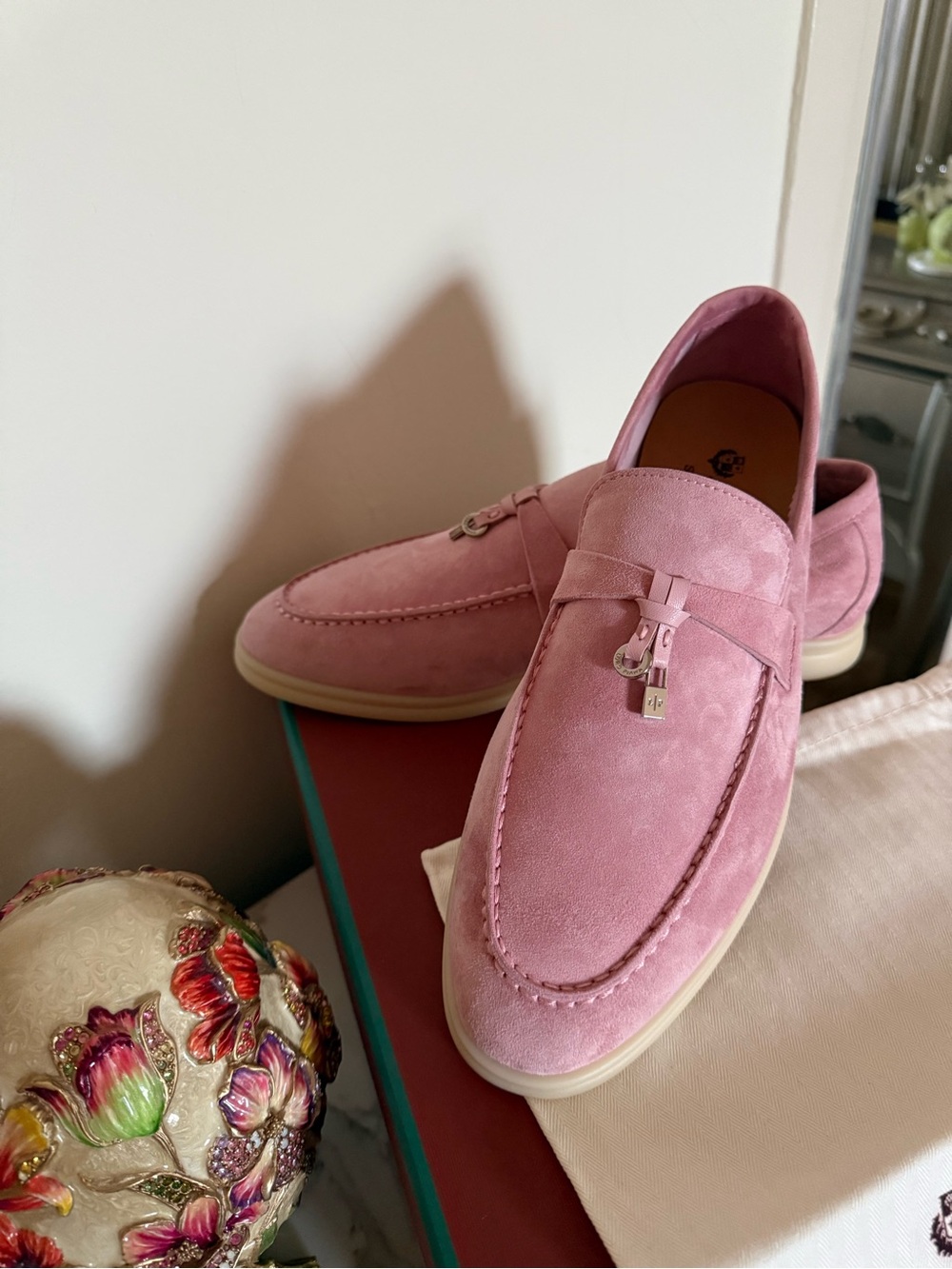 Loro Piana Rose Suede Tassel Loafers